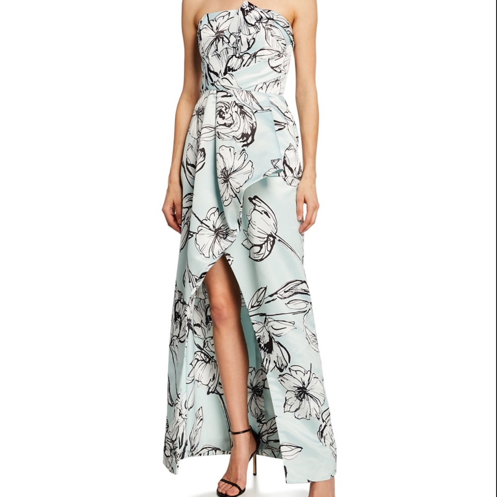 Parker Black Label Whitney Floral Satin Strapless Arched Gown